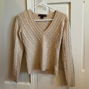 Ralph Lauren Women's Black Label Tan Cashmere Cable Knit Sweater Size M